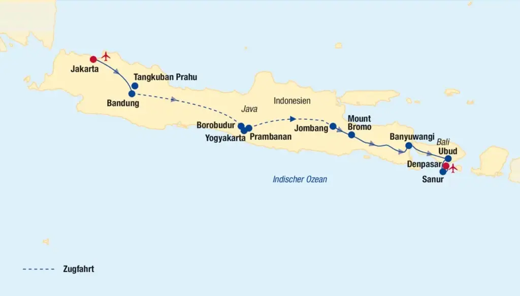 Indonesiens Landschaft zwischen Jakarta, tropischen Stränden und kulturellen Highlights einer Rundreise