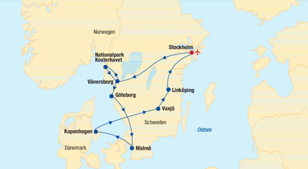 Landschaft mit Schären, Seen und Wäldern in Schweden inspiriert von Astrid Lindgrens Geschichten
